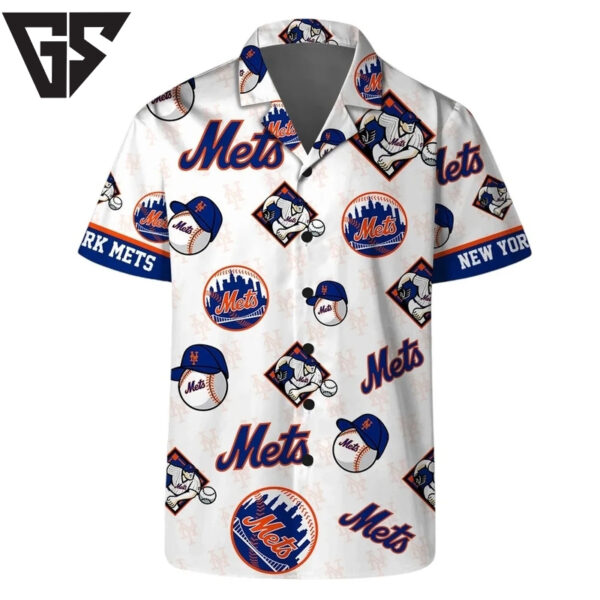 New York Mets Logo Custom Name And Number Hawaiian Shirt