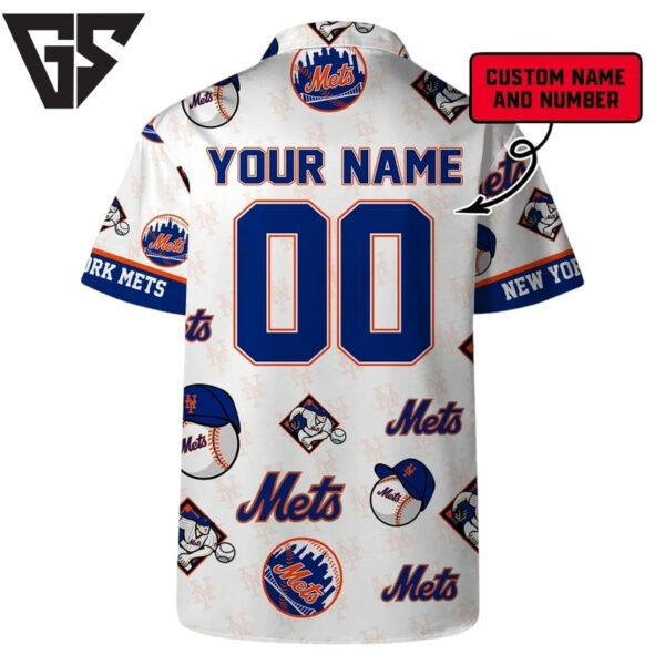 New York Mets Logo Custom Name And Number Hawaiian Shirt