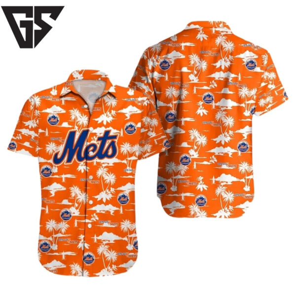 New York Mets Orange Paradise Vibes Hawaiian Shirt