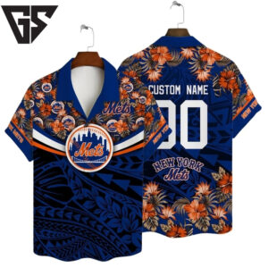 New York Mets Tropical Custom Name And Number Hawaiian Shirt