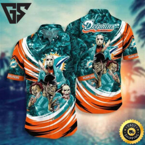 Nfl Miami Dolphins Halloween Aqua Orange Hawaiian Shirt Nfl Miami Dolphins Halloween Aqua Orange Hawaiian Shirt