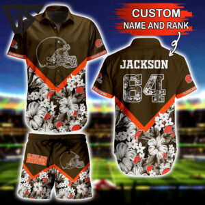 Personalized Cleveland Browns Custom Floral Warrior Hawaiian Shirt Personalized Cleveland Browns Custom Floral Warrior Hawaiian Shirt