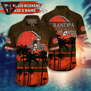 Personalized Cleveland Browns Sunset Legacy Hawaiian Shirt Personalized Cleveland Browns Sunset Legacy Hawaiian Shirt