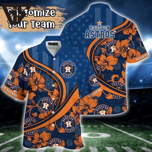 Personalized Houston Astros Hibiscus Swirl Hawaiian Shirt Personalized Houston Astros Hibiscus Swirl Hawaiian Shirt