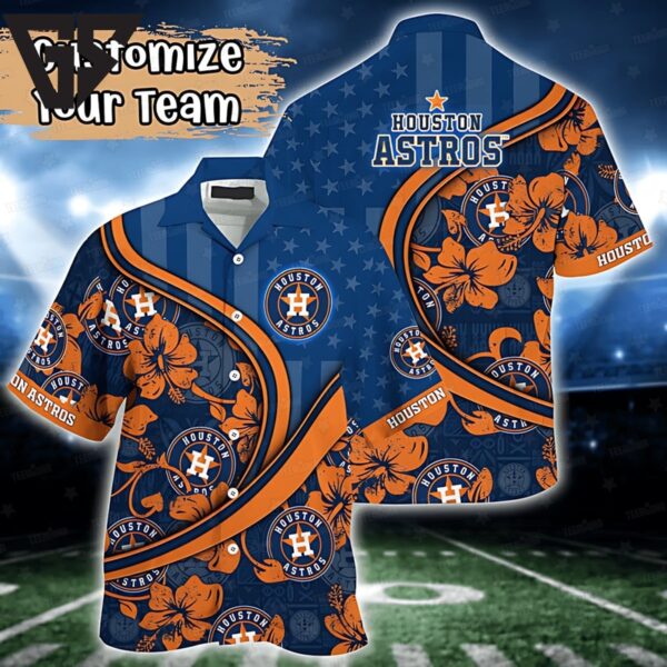 Personalized Houston Astros Hibiscus Swirl Hawaiian Shirt
