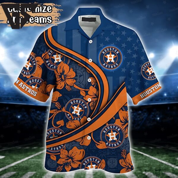 Personalized Houston Astros Hibiscus Swirl Hawaiian Shirt