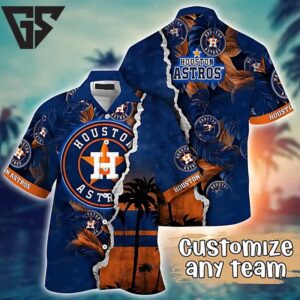 Personalized Houston Astros Tropical Sunset Tear Hawaiian Shirt Personalized Houston Astros Tropical Sunset Tear Hawaiian Shirt