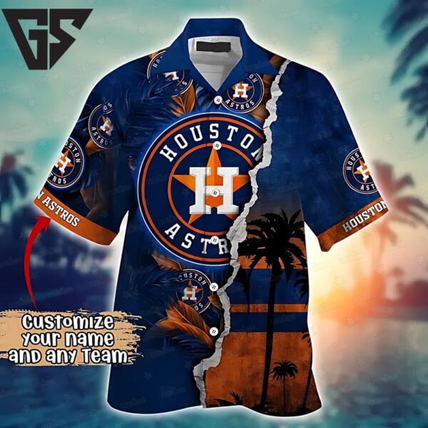Personalized Houston Astros Tropical Sunset Tear Hawaiian Shirt