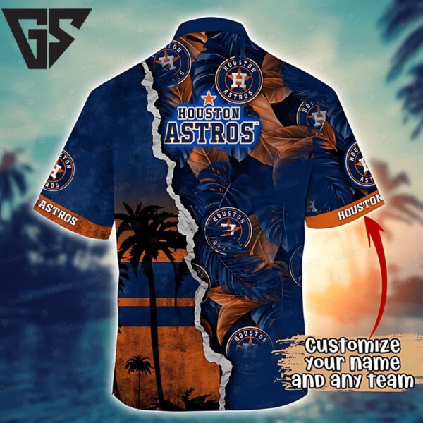Personalized Houston Astros Tropical Sunset Tear Hawaiian Shirt