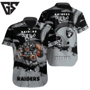 Personalized Las Vegas Raiders Football Jungle Vibes Aloha Shirt Personalized Las Vegas Raiders Football Jungle Vibes Aloha Shirt