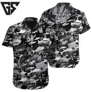 Personalized Las Vegas Raiders Grayscale Chaos Hawaiian Shirt Personalized Las Vegas Raiders Grayscale Chaos Hawaiian Shirt