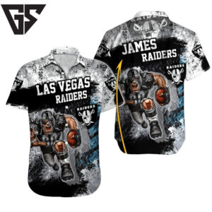 Personalized Las Vegas Raiders Grunge Blitz Hawaiian Shirt Personalized Las Vegas Raiders Grunge Blitz Hawaiian Shirt