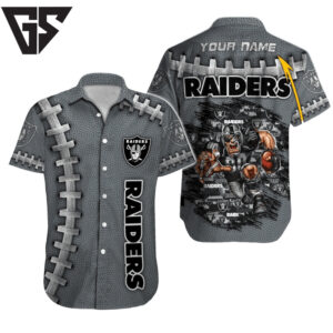 Personalized Las Vegas Raiders Iron Gridiron Hawaiian Shirt Personalized Las Vegas Raiders Iron Gridiron Hawaiian Shirt