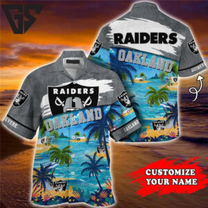Personalized Las Vegas Raiders Island Sunset Hawaiian Shirt Personalized Las Vegas Raiders Island Sunset Hawaiian Shirt