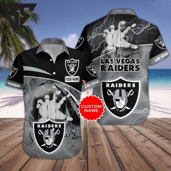 Personalized Las Vegas Raiders Lightning Grip Hawaiian Shirt
