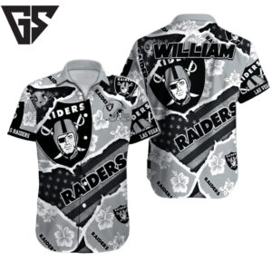 Personalized Las Vegas Raiders Patriotic Tropic Hawaiian Shirt Personalized Las Vegas Raiders Patriotic Tropic Hawaiian Shirt