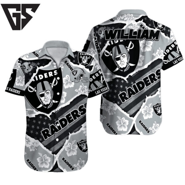 Personalized Las Vegas Raiders Patriotic Tropic Hawaiian Shirt