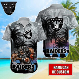 Personalized Las Vegas Raiders Sunset Thunder Hawaiian Shirt Personalized Las Vegas Raiders Sunset Thunder Hawaiian Shirt