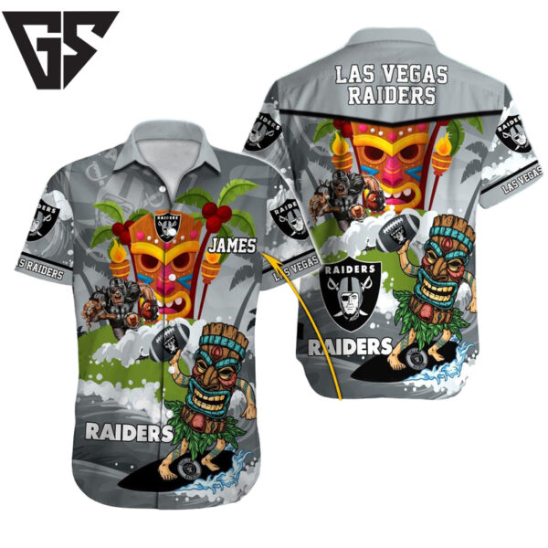 Personalized Las Vegas Raiders Tiki Adventure Hawaiian Shirt