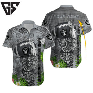 Personalized Las Vegas Raiders Tiki Paradise Hawaiian Shirt Personalized Las Vegas Raiders Tiki Paradise Hawaiian Shirt