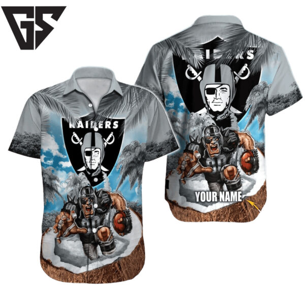 Personalized Las Vegas Raiders Tropical Island Blitz Hawaiian Shirt