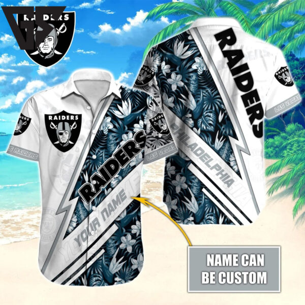 Personalized Las Vegas Raiders Tropical Lightning Hawaiian Shirt