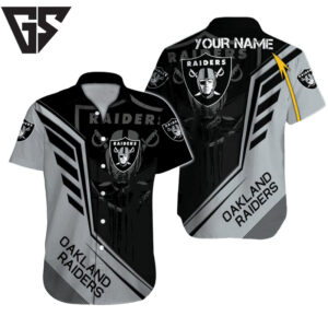 Personalized Las Vegas Raiders Velocity Stripe Hawaiian Shirt Personalized Las Vegas Raiders Velocity Stripe Hawaiian Shirt