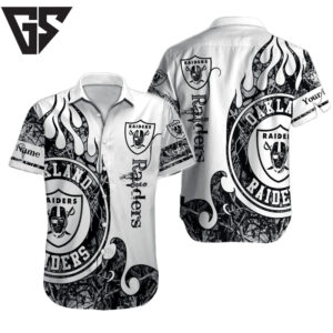Personalized Las Vegas Raiders Vintage Flame Hawaiian Shirt Personalized Las Vegas Raiders Vintage Flame Hawaiian Shirt