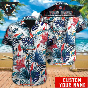 Personalized Miami Dolphins Tropical Breeze Hawaiian Shirt Personalized Miami Dolphins Tropical Breeze Hawaiian Shirt