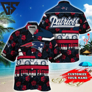 Personalized New England Patriots Palm Paradise Hawaiian Shirt Personalized New England Patriots Palm Paradise Hawaiian Shirt