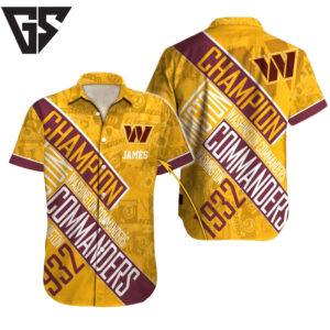Personalized Washington Commanders Champion Stripes Hawaiian Shirt