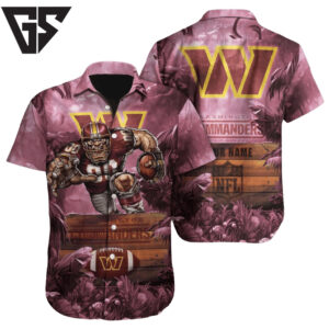Personalized Washington Commanders Jungle Warrior Hawaiian Shirt