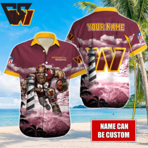 Personalized Washington Commanders Lighthouse Warrior Hawaiian Shirt