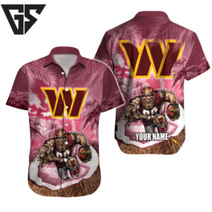 Personalized Washington Commanders Palm Rush Hawaiian Shirt
