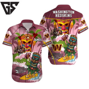 Personalized Washington Commanders Tiki Surf Hawaiian Shirt