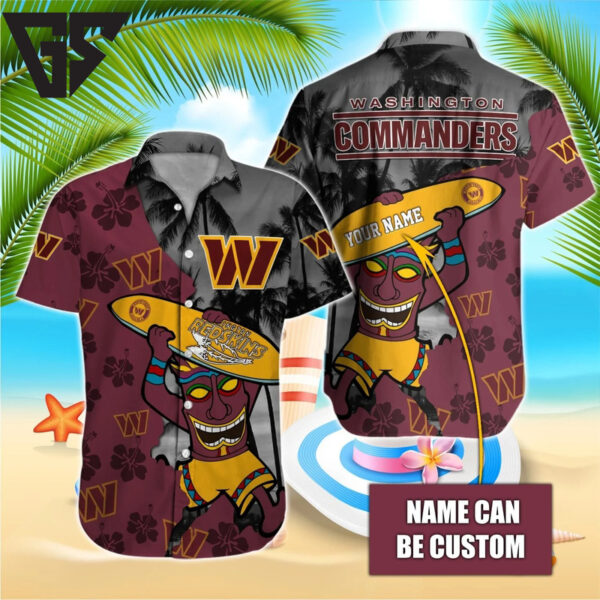Personalized Washington Commanders Tropical Tiki Hawaiian Shirt