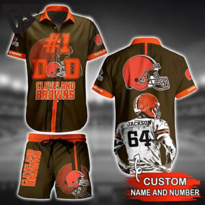 Personalzed Cleveland Browns #1 Dad Custom Hawaiian Shirt Personalzed Cleveland Browns #1 Dad Custom Hawaiian Shirt