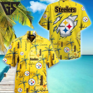 Pittsburgh Steelers Aloha Yellow Hawaiian Shirt Pittsburgh Steelers Aloha Yellow Hawaiian Shirt