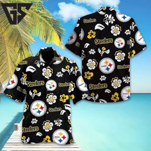 Pittsburgh Steelers Floral Black Hawaiian Shirt Pittsburgh Steelers Floral Black Hawaiian Shirt