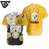 Pittsburgh Steelers Floral Skull Hawaiian Shirt