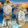 Pittsburgh Steelers Floral Wave Hawaiian shirt