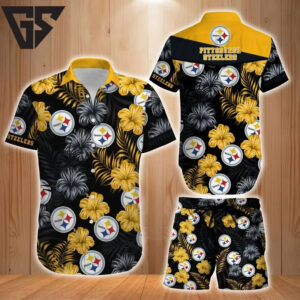 Pittsburgh Steelers Hibiscus Harmony Hawaiian shirt Pittsburgh Steelers Hibiscus Harmony Hawaiian shirt