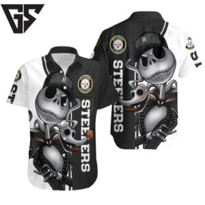 Pittsburgh Steelers Jack Skellington And Zero Hawaiian Shirt Pittsburgh Steelers Jack Skellington And Zero Hawaiian Shirt