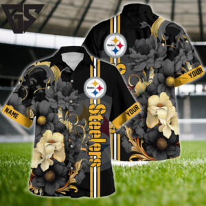 Pittsburgh Steelers Luxe Bloom Hawaiian Shirt Pittsburgh Steelers Luxe Bloom Hawaiian Shirt
