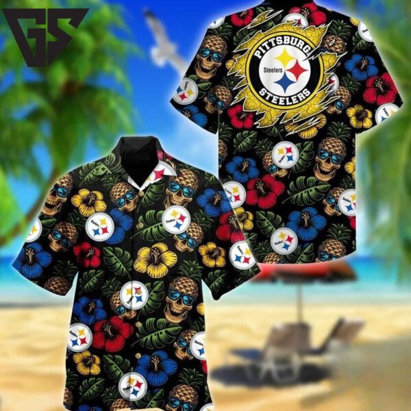 Pittsburgh Steelers Skull Paradise Hawaiian Shirt