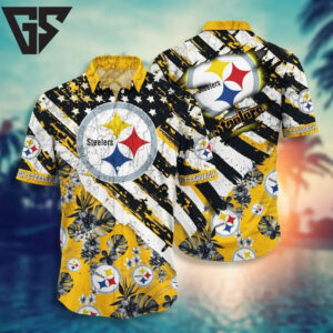 Pittsburgh Steelers Stars & Stripes Hawaiian Shirt Pittsburgh Steelers Stars & Stripes Hawaiian Shirt