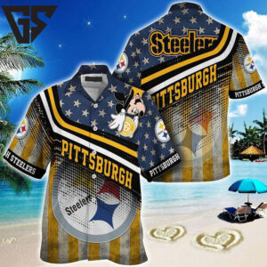 Pittsburgh Steelers Stars & Stripes Mickey Hawaiian Shirt Pittsburgh Steelers Stars & Stripes Mickey Hawaiian Shirt