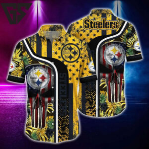 Pittsburgh Steelers Stars & Stripes Pride Hawaiian Shirt Pittsburgh Steelers Stars & Stripes Pride Hawaiian Shirt