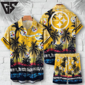 Pittsburgh Steelers Sunset Shores Hawaiian shirt Pittsburgh Steelers Sunset Shores Hawaiian shirt