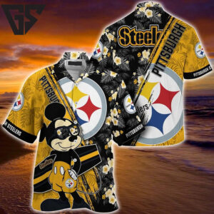 Pittsburgh Steelers Surfing Mickey Hawaiian Shirt Pittsburgh Steelers Surfing Mickey Hawaiian Shirt